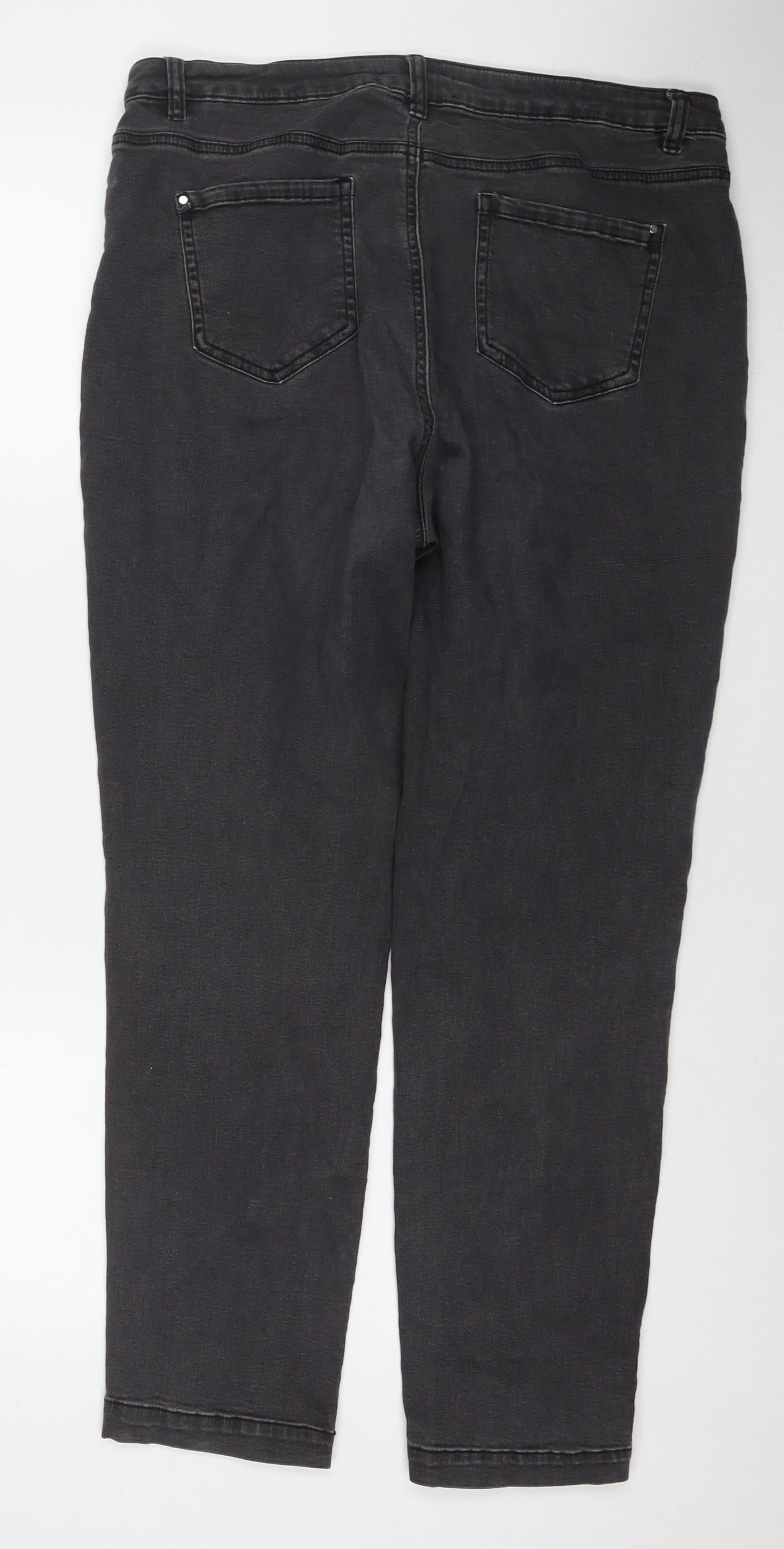 Nutmeg Womens Black Cotton Straight Jeans Size 14 L28 in Regular Zip