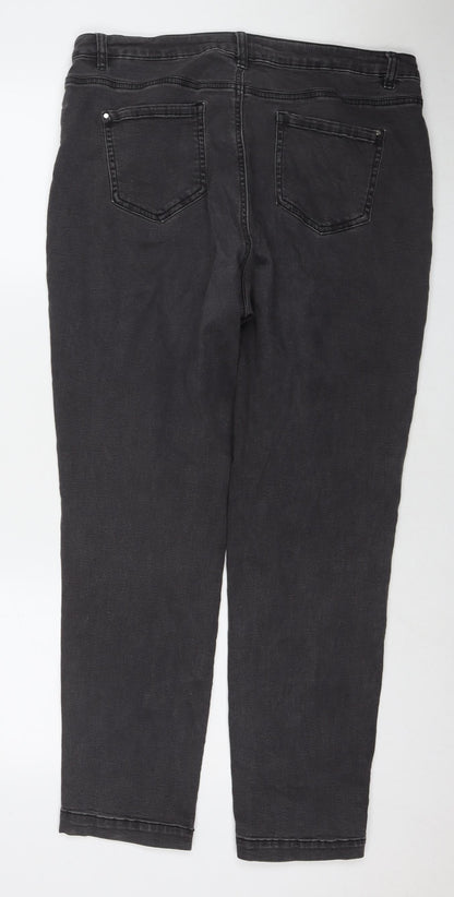 Nutmeg Womens Black Cotton Straight Jeans Size 14 L28 in Regular Zip