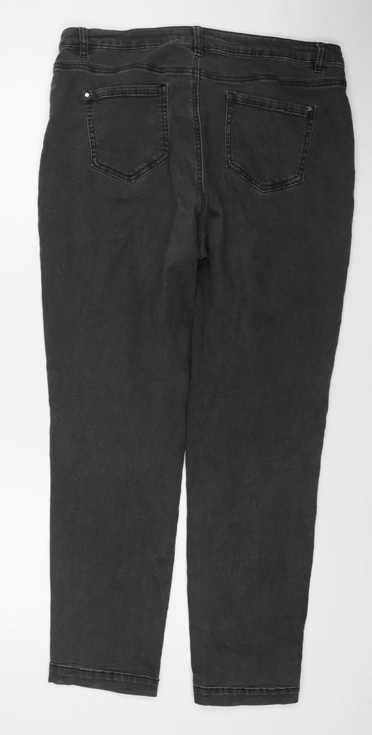 Nutmeg Womens Black Cotton Straight Jeans Size 14 L28 in Regular Zip