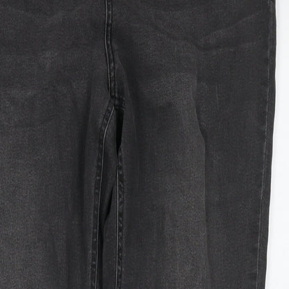 Nutmeg Womens Black Cotton Straight Jeans Size 14 L28 in Regular Zip