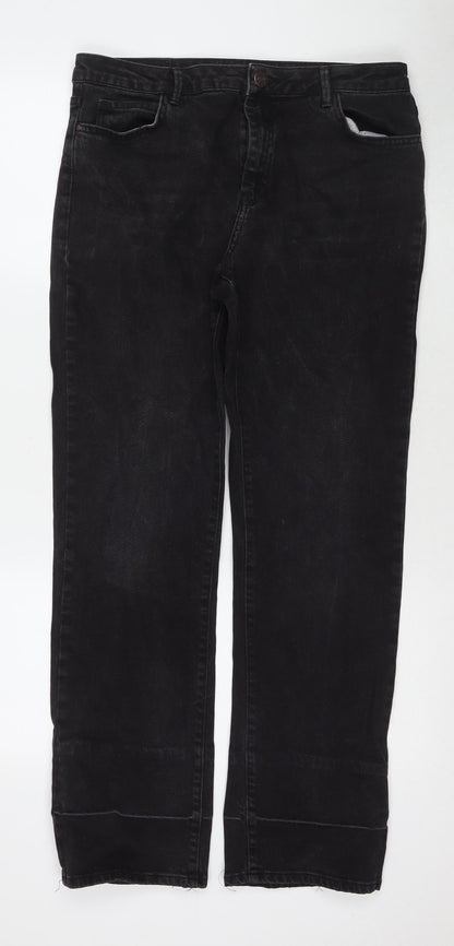 La Redoute Womens Black Cotton Bootcut Jeans Size 14 L29 in Regular Zip