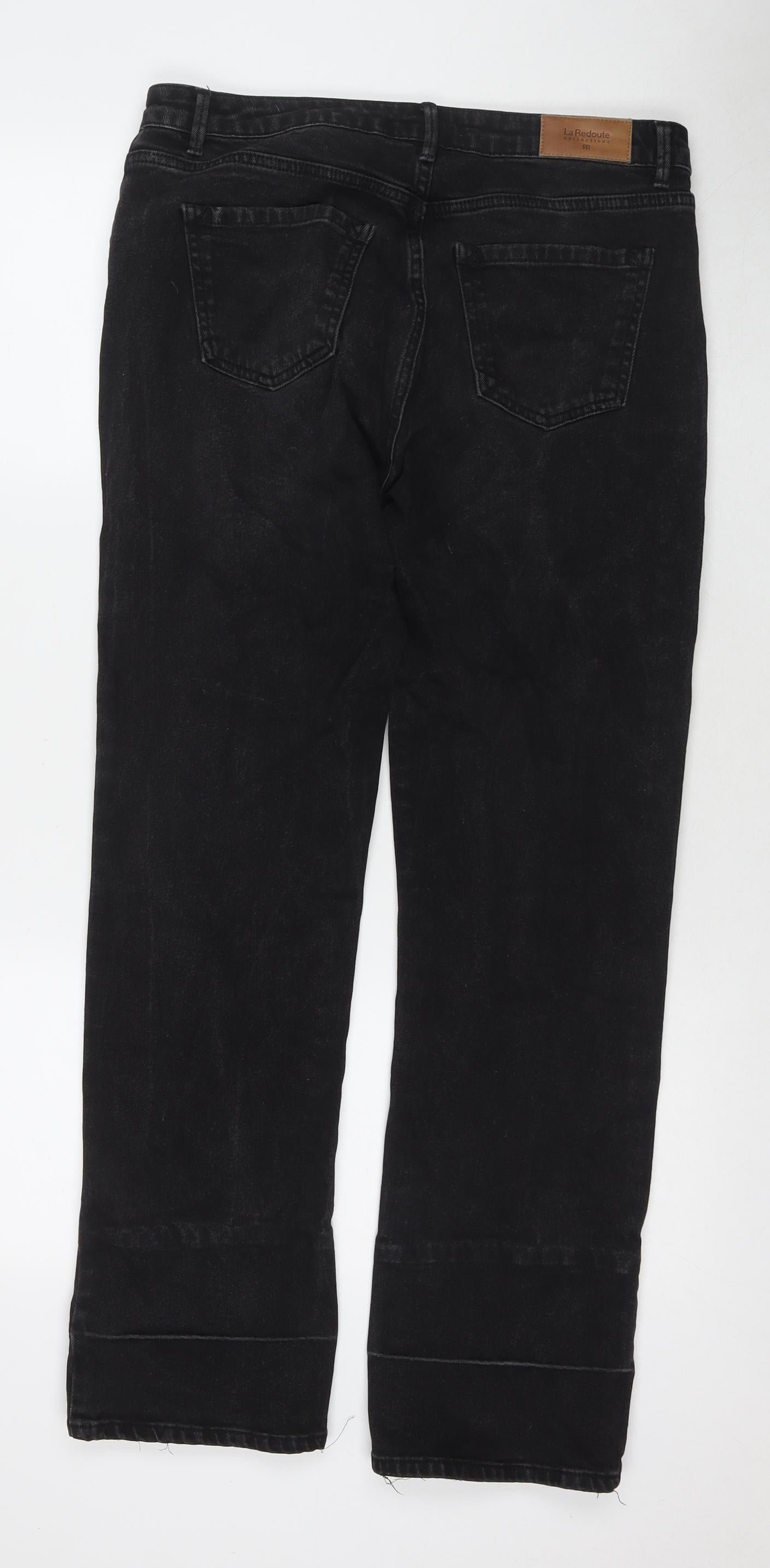 La Redoute Womens Black Cotton Bootcut Jeans Size 14 L29 in Regular Zip