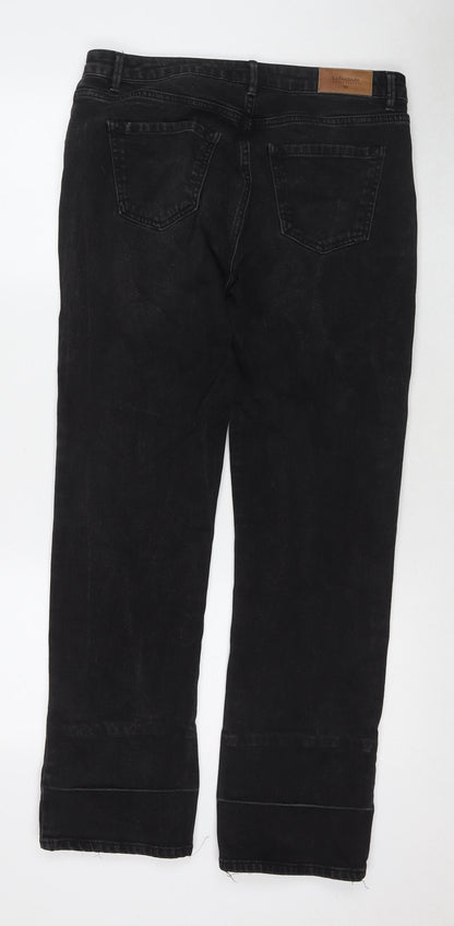 La Redoute Womens Black Cotton Bootcut Jeans Size 14 L29 in Regular Zip