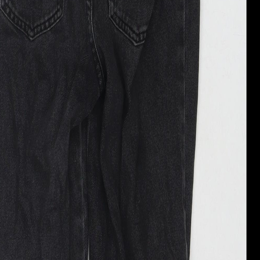 Zara Girls Black Polyester Blend Straight Jeans Size 11-12 Years L23 in Regular Zip