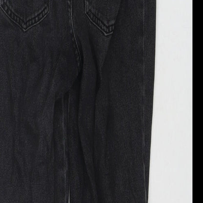 Zara Girls Black Polyester Blend Straight Jeans Size 11-12 Years L23 in Regular Zip