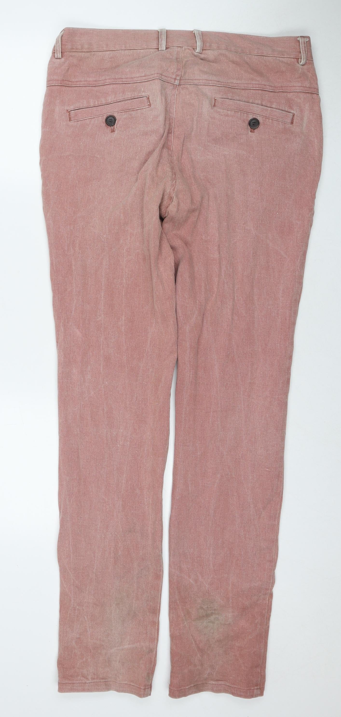 Villain Mens Pink Cotton Straight Jeans Size 36 in L33 in Regular Zip