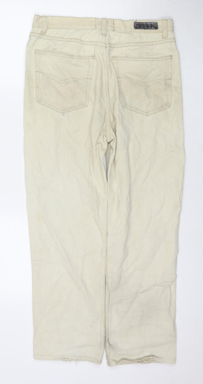 Hutson Harbour Mens Beige Cotton Straight Jeans Size 30 in L26 in Regular Zip