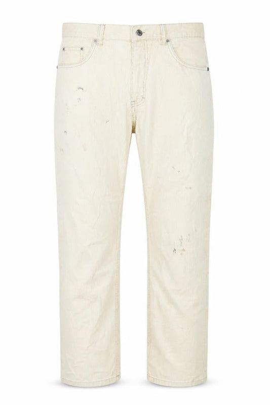 Front view of Denim & Co. men’s beige cotton trousers, size 32, in, 30-inch leg regular zip