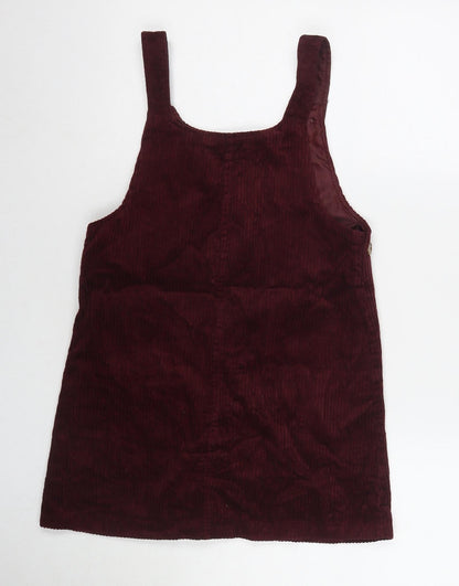 Nutmeg Girls Red Cotton Tank Dress Size 10-11 Years Round Neck Button