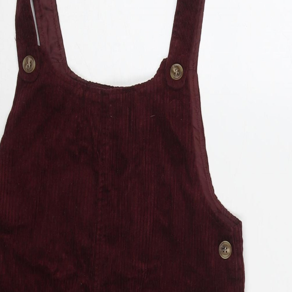 Nutmeg Girls Red Cotton Tank Dress Size 10-11 Years Round Neck Button