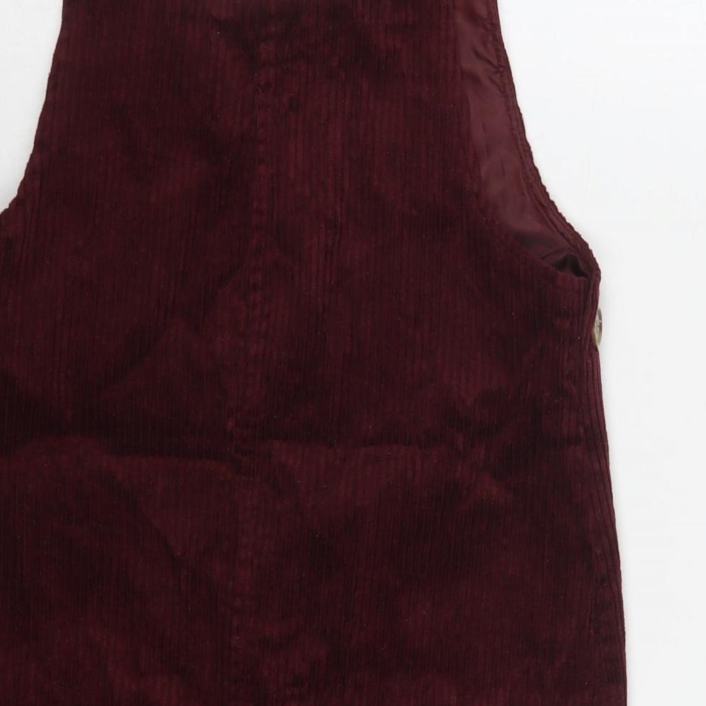 Nutmeg Girls Red Cotton Tank Dress Size 10-11 Years Round Neck Button