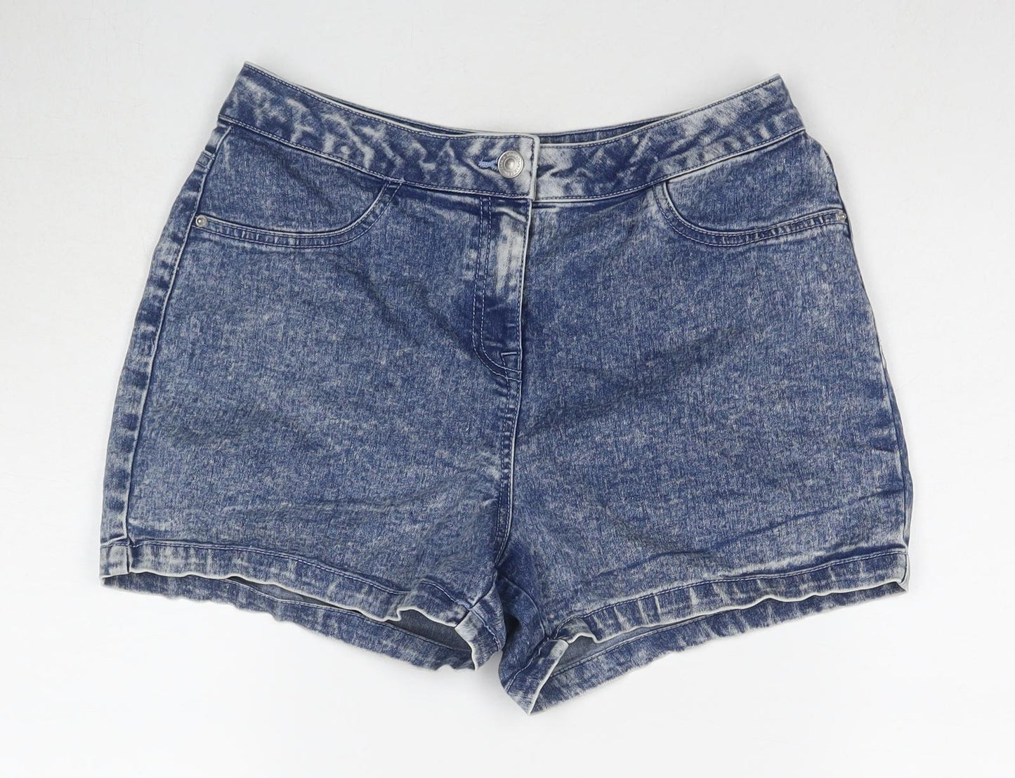 Papaya Womens Blue Cotton Hot Pants Shorts Size 10 L3 in Regular Zip