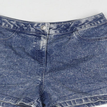 Papaya Womens Blue Cotton Hot Pants Shorts Size 10 L3 in Regular Zip