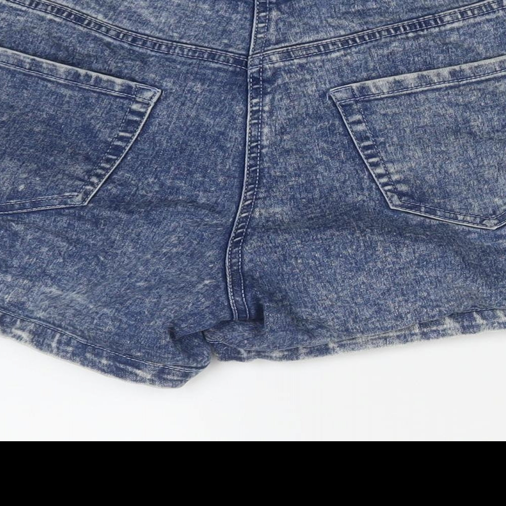 Papaya Womens Blue Cotton Hot Pants Shorts Size 10 L3 in Regular Zip