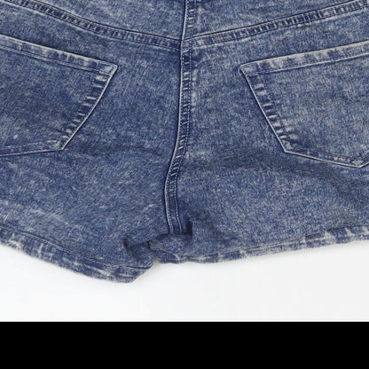Papaya Womens Blue Cotton Hot Pants Shorts Size 10 L3 in Regular Zip