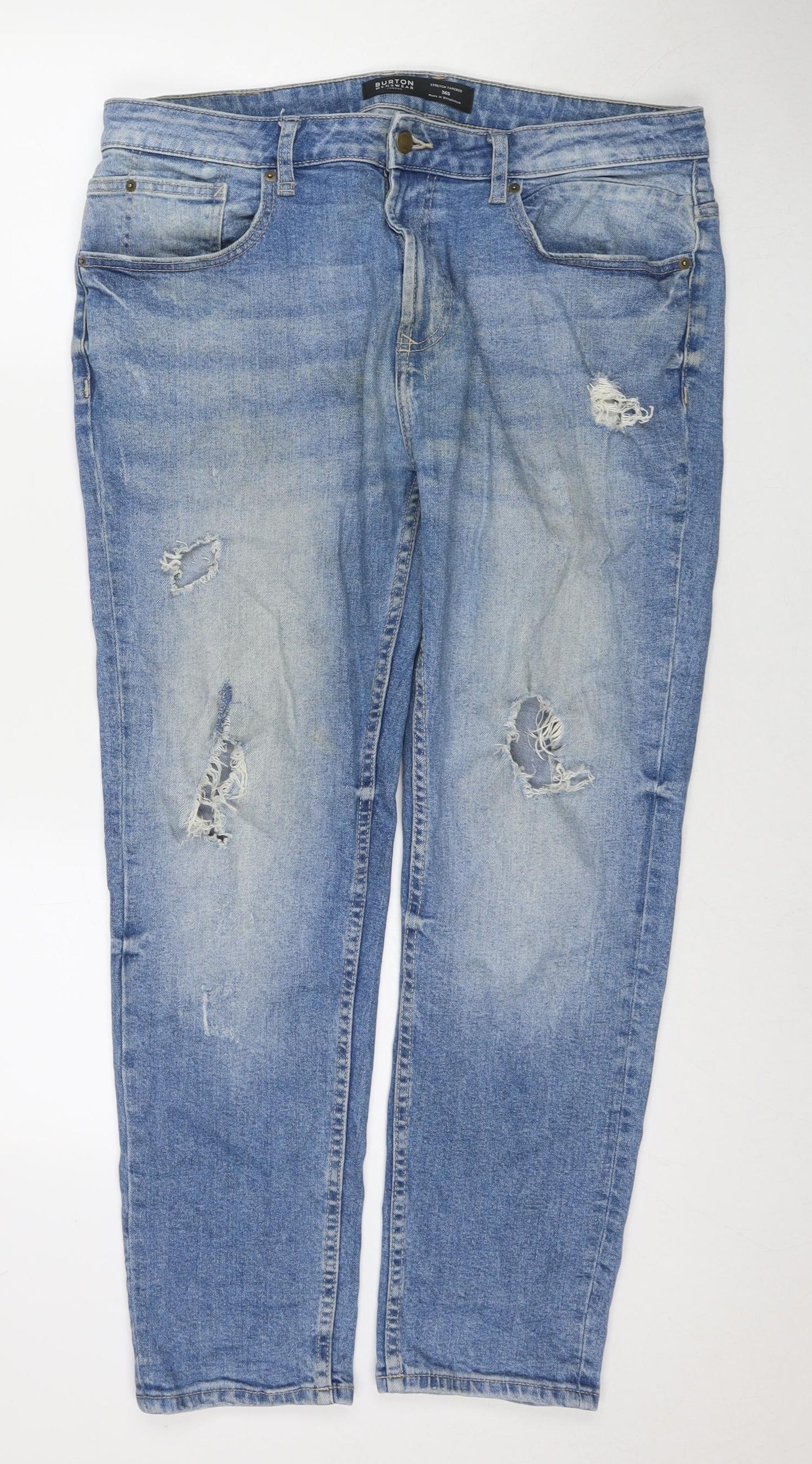 Mens UK Size 36 in Burton Regular Fit Tapered Blue Jeans