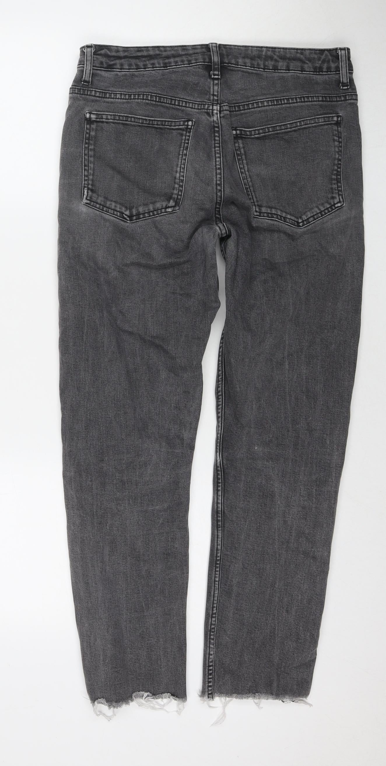 Topshop Womens Grey Cotton Cropped Jeans Size 30 L32 in Regular Zip