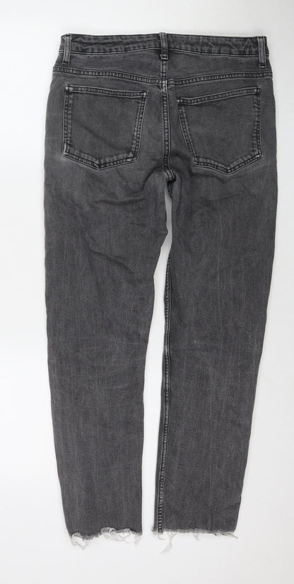 Topshop Womens Grey Cotton Cropped Jeans Size 30 L32 in Regular Zip