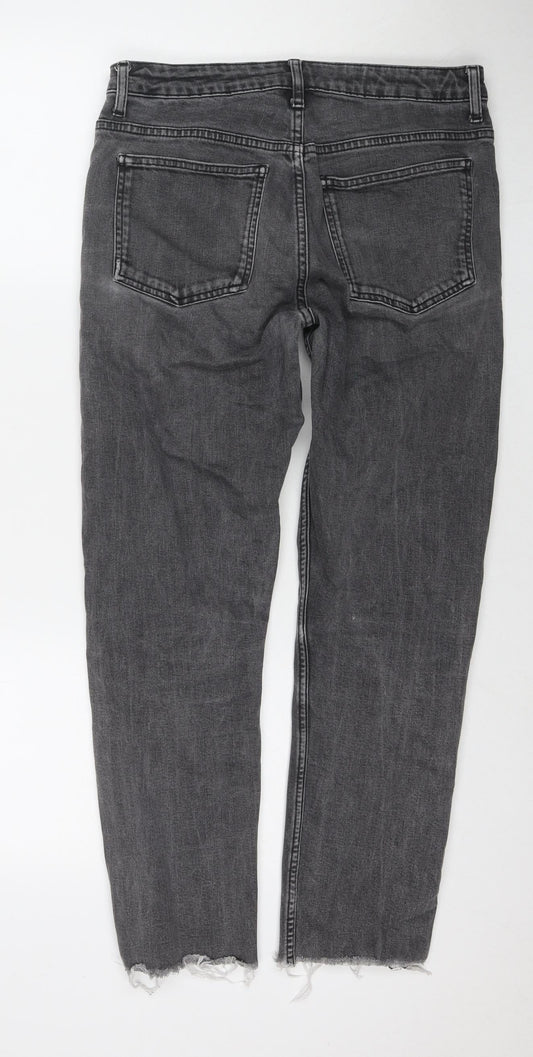 Topshop Womens Grey Cotton Cropped Jeans Size 30 L32 in Regular Zip