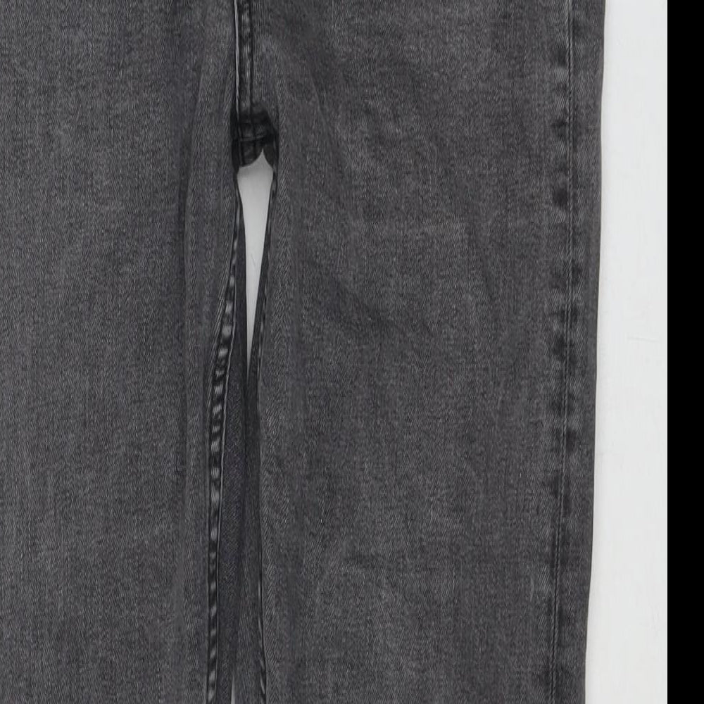 Topshop Womens Grey Cotton Cropped Jeans Size 30 L32 in Regular Zip