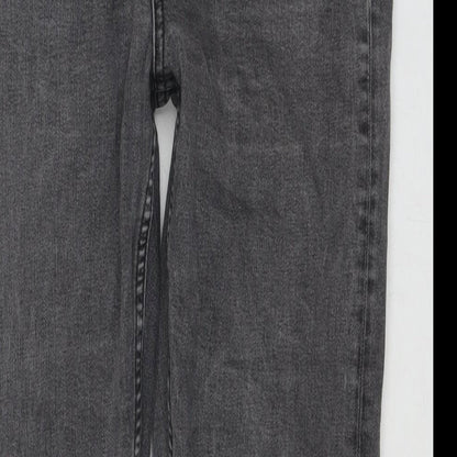 Topshop Womens Grey Cotton Cropped Jeans Size 30 L32 in Regular Zip