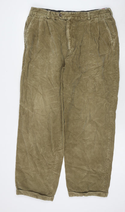 Pedrini Mens Beige Polyester Blend Trousers Size XL L30 in Regular Zip