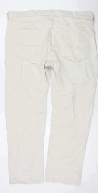 Autograph Mens Ivory Cotton Straight Jeans Size 42 in L31 in Regular Zip