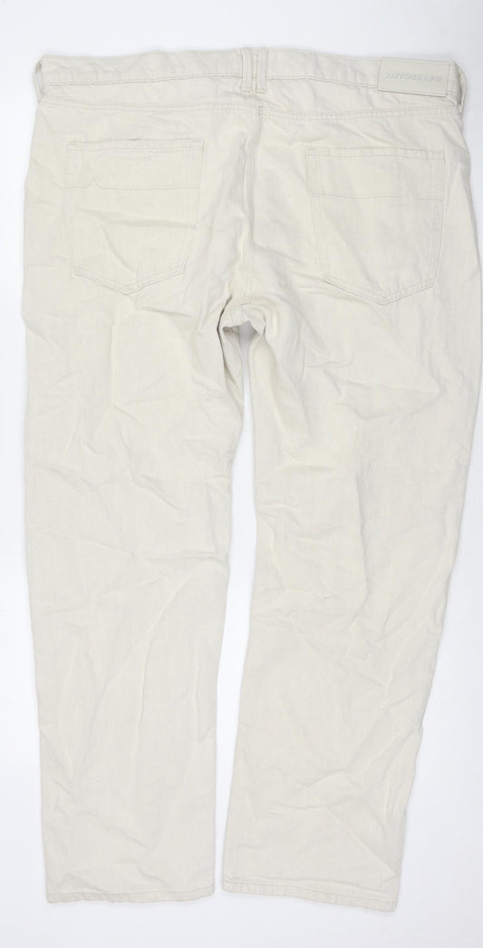 Autograph Mens Ivory Cotton Straight Jeans Size 42 in L31 in Regular Zip