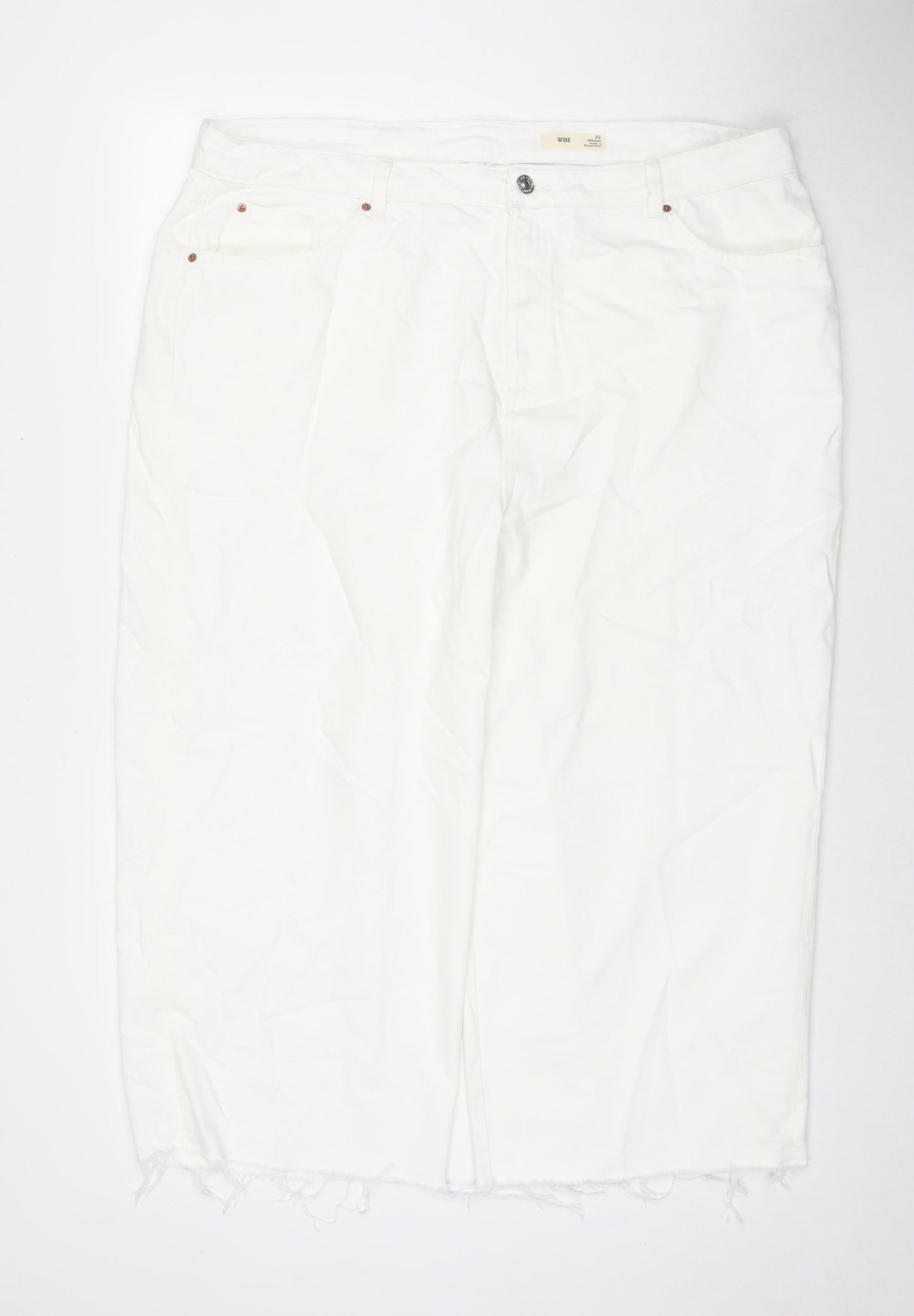 Womens UK Size 22 Marks and Spencer Regular Fit Wide-Leg White Jeans