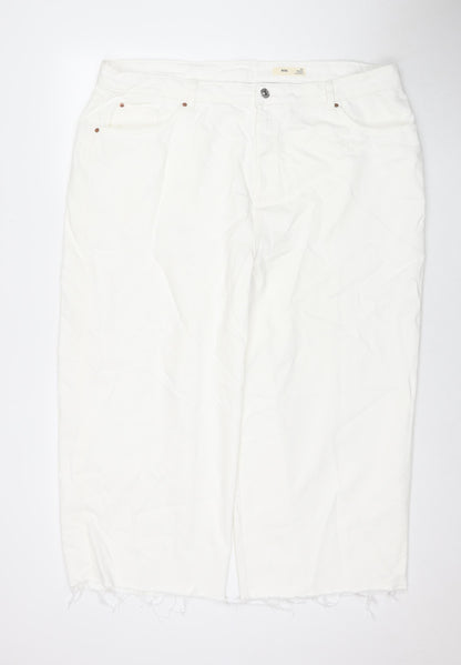 Womens UK Size 22 Marks and Spencer Regular Fit Wide-Leg White Jeans