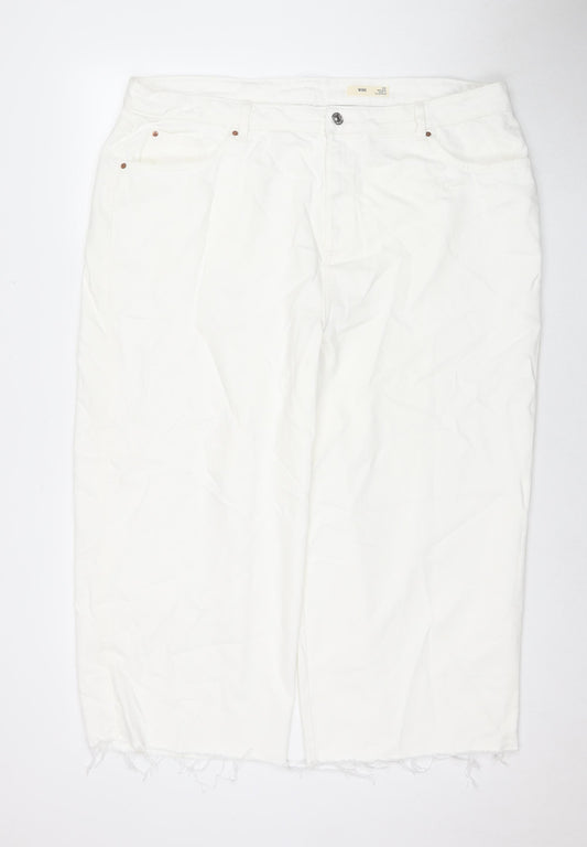 Womens UK Size 22 Marks and Spencer Regular Fit Wide-Leg White Jeans