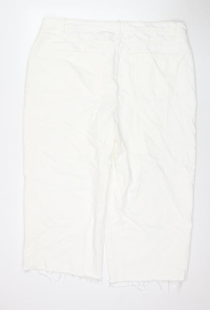 Womens UK Size 22 Marks and Spencer Regular Fit Wide-Leg White Jeans