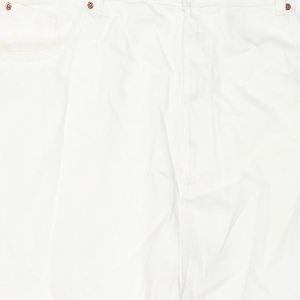 Womens UK Size 22 Marks and Spencer Regular Fit Wide-Leg White Jeans