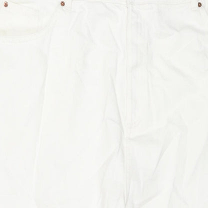 Womens UK Size 22 Marks and Spencer Regular Fit Wide-Leg White Jeans