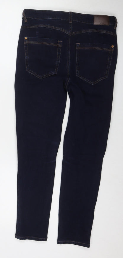 Marks and Spencer Womens Blue Cotton Skinny Jeans Size 12 L24 in Regular Zip