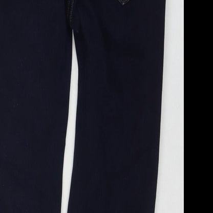 Marks and Spencer Womens Blue Cotton Skinny Jeans Size 12 L24 in Regular Zip