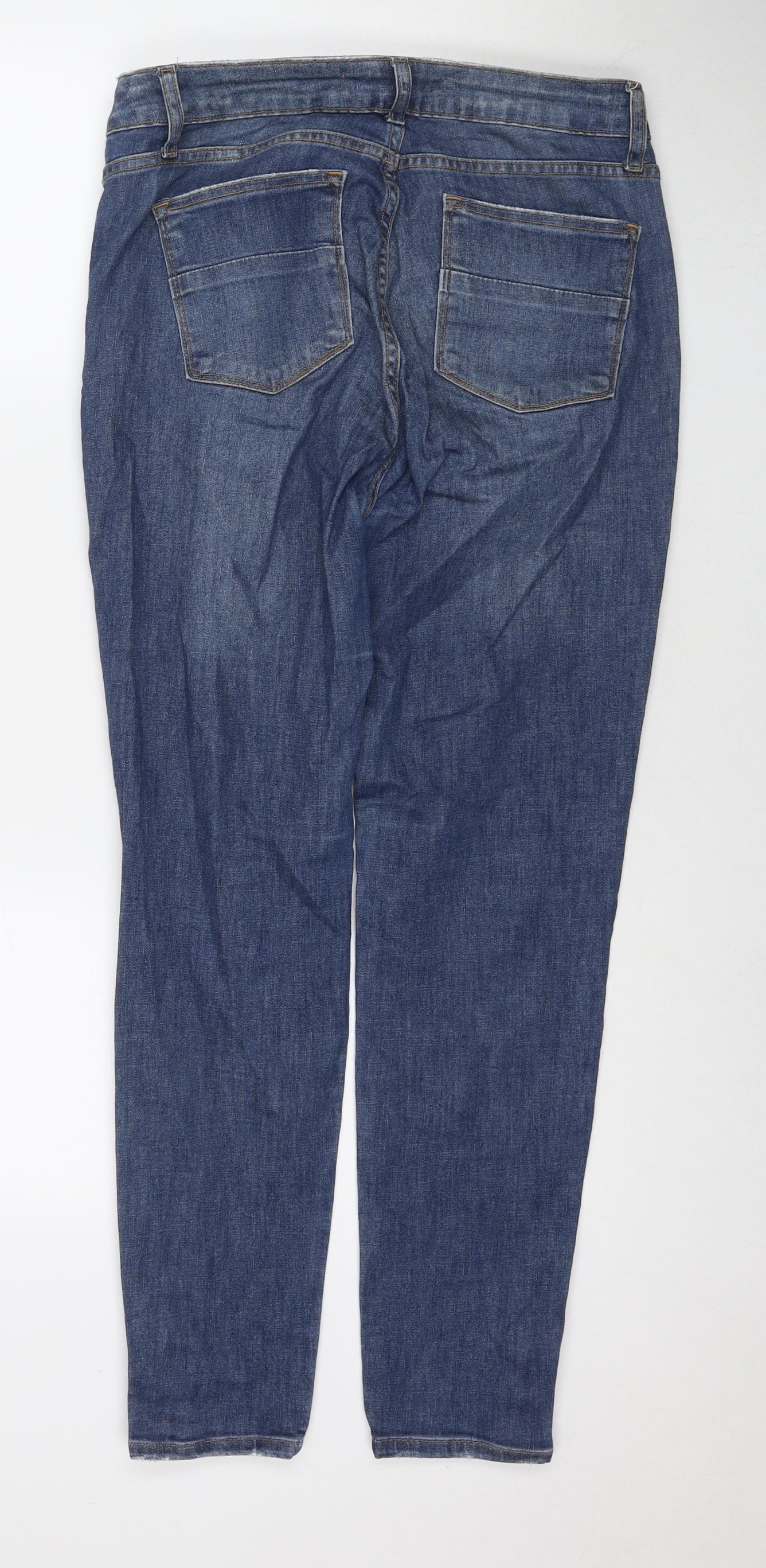 A Collection Womens Blue Cotton Skinny Jeans Size 14 L28 in Regular Zip