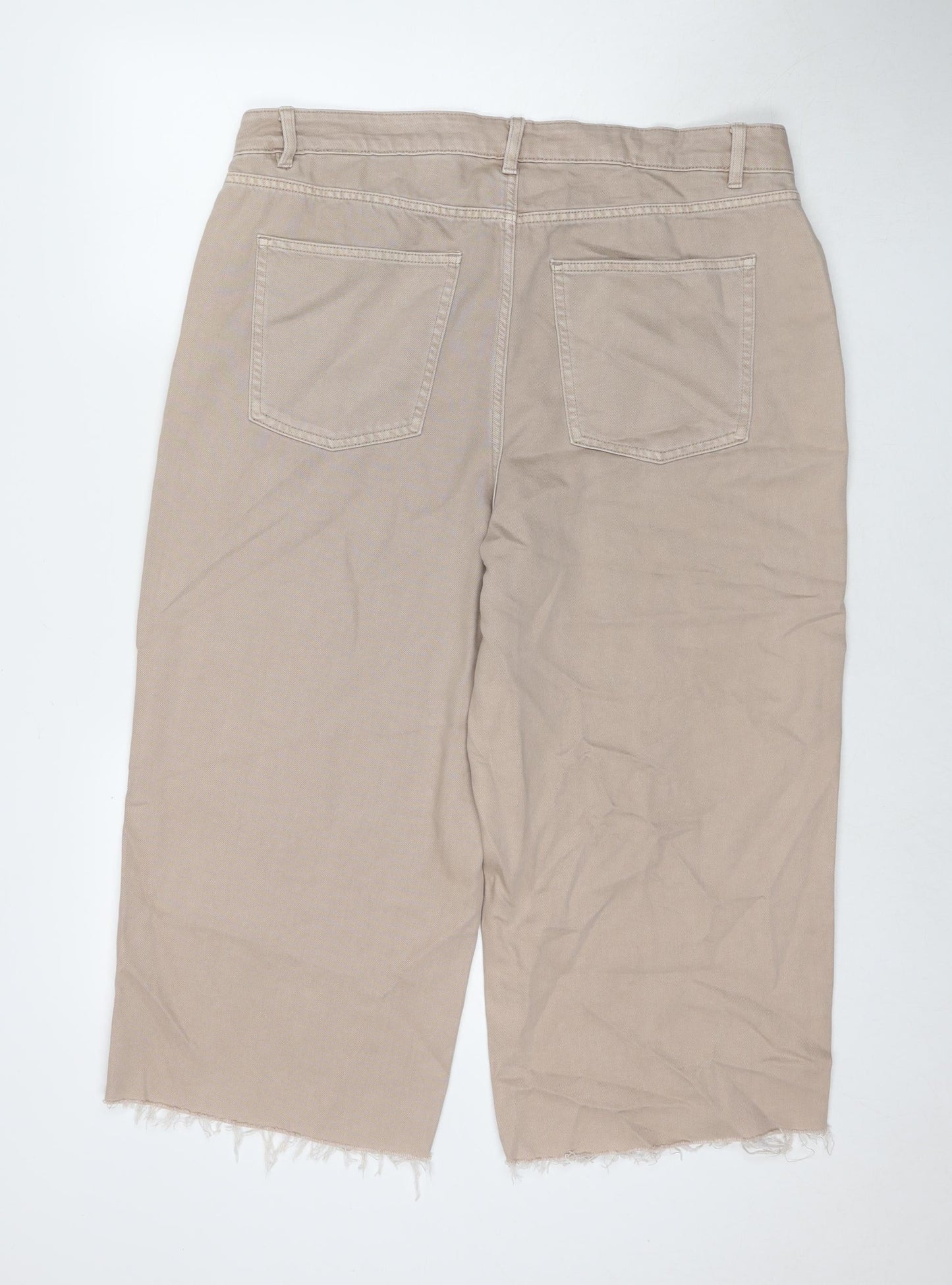 Womens UK Size 18 Marks and Spencer Regular Fit Wide-Leg Beige Jeans