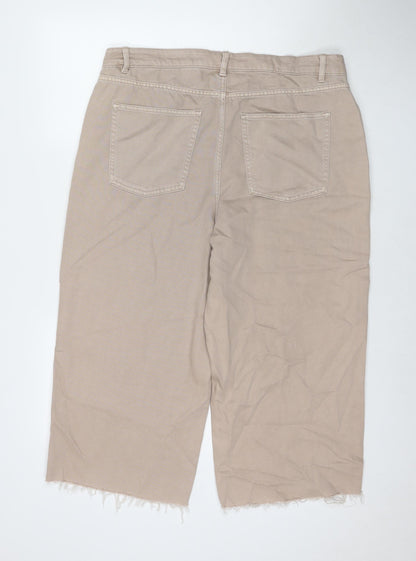 Womens UK Size 18 Marks and Spencer Regular Fit Wide-Leg Beige Jeans