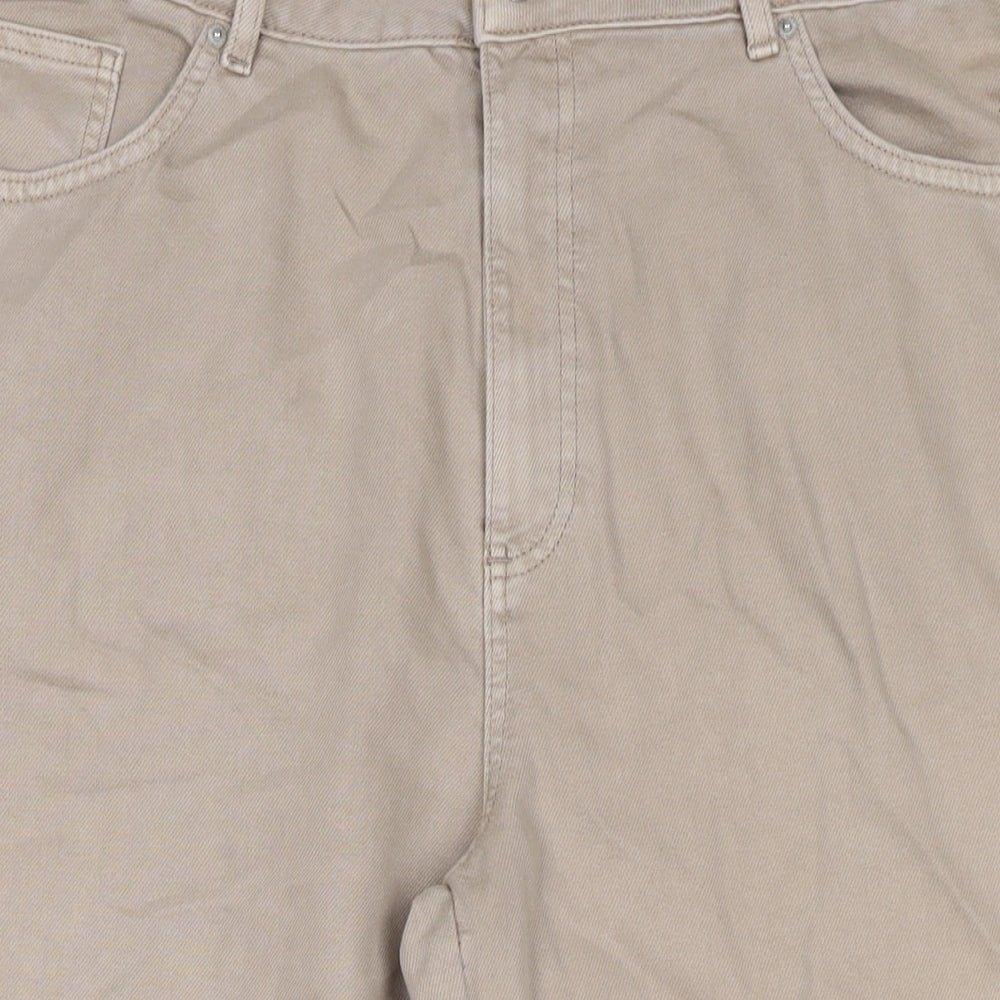 Womens UK Size 18 Marks and Spencer Regular Fit Wide-Leg Beige Jeans