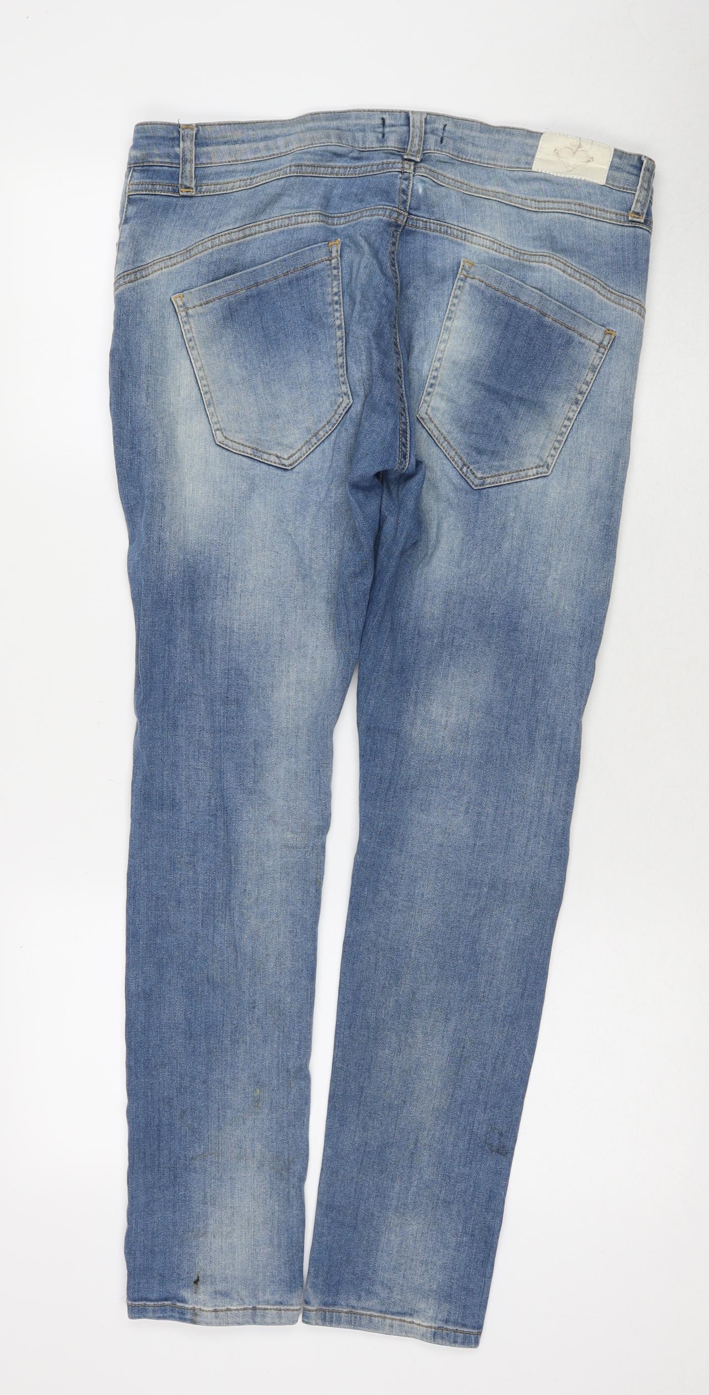 Stephin Womens Blue Cotton Straight Jeans Size 31 in L28 in Regular Zip