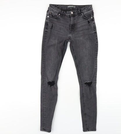 Denim & Co. Womens Grey Cotton Skinny Jeans Size 10 L29 in Regular Zip