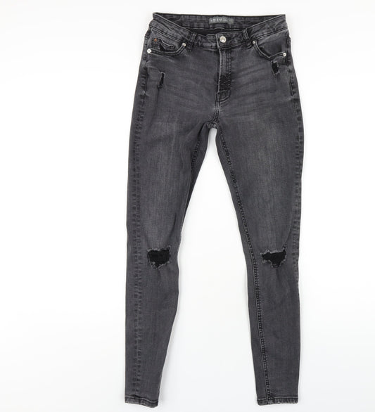 Denim & Co. Womens Grey Cotton Skinny Jeans Size 10 L29 in Regular Zip