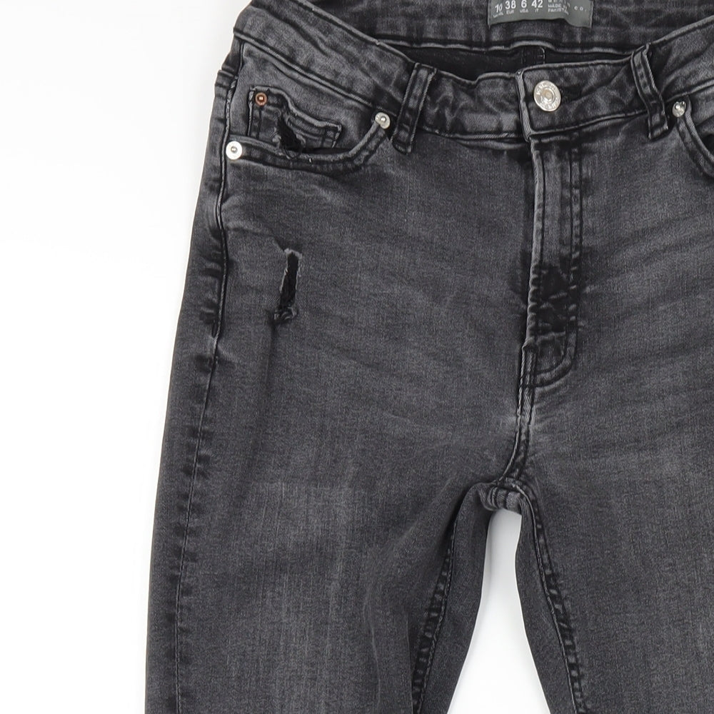 Denim & Co. Womens Grey Cotton Skinny Jeans Size 10 L29 in Regular Zip