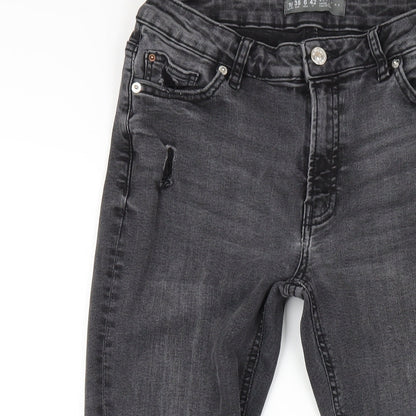 Denim & Co. Womens Grey Cotton Skinny Jeans Size 10 L29 in Regular Zip