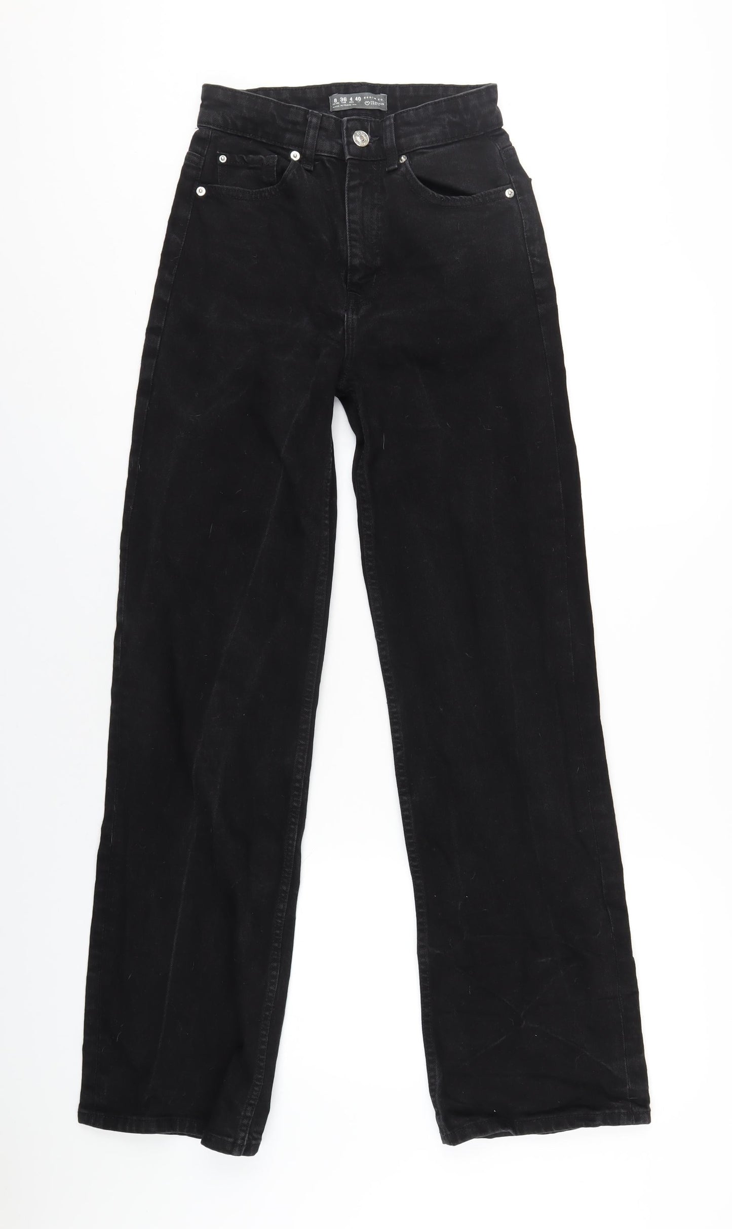 Denim & Co. Womens Black Cotton Straight Jeans Size 8 L33 in Regular Zip