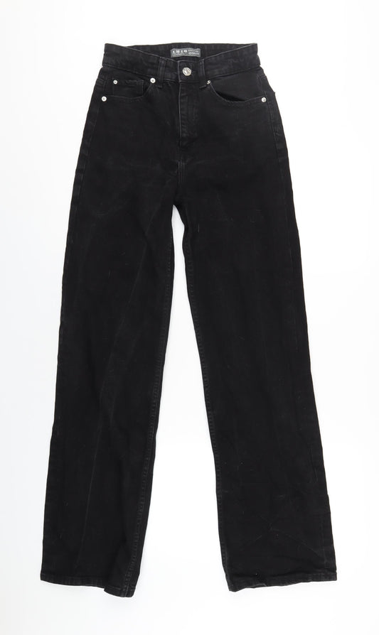 Denim & Co. Womens Black Cotton Straight Jeans Size 8 L33 in Regular Zip