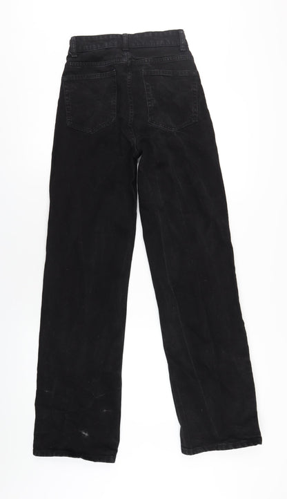 Denim & Co. Womens Black Cotton Straight Jeans Size 8 L33 in Regular Zip