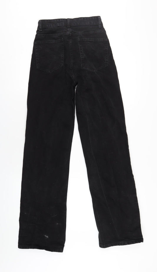 Denim & Co. Womens Black Cotton Straight Jeans Size 8 L33 in Regular Zip
