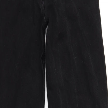 Denim & Co. Womens Black Cotton Straight Jeans Size 8 L33 in Regular Zip